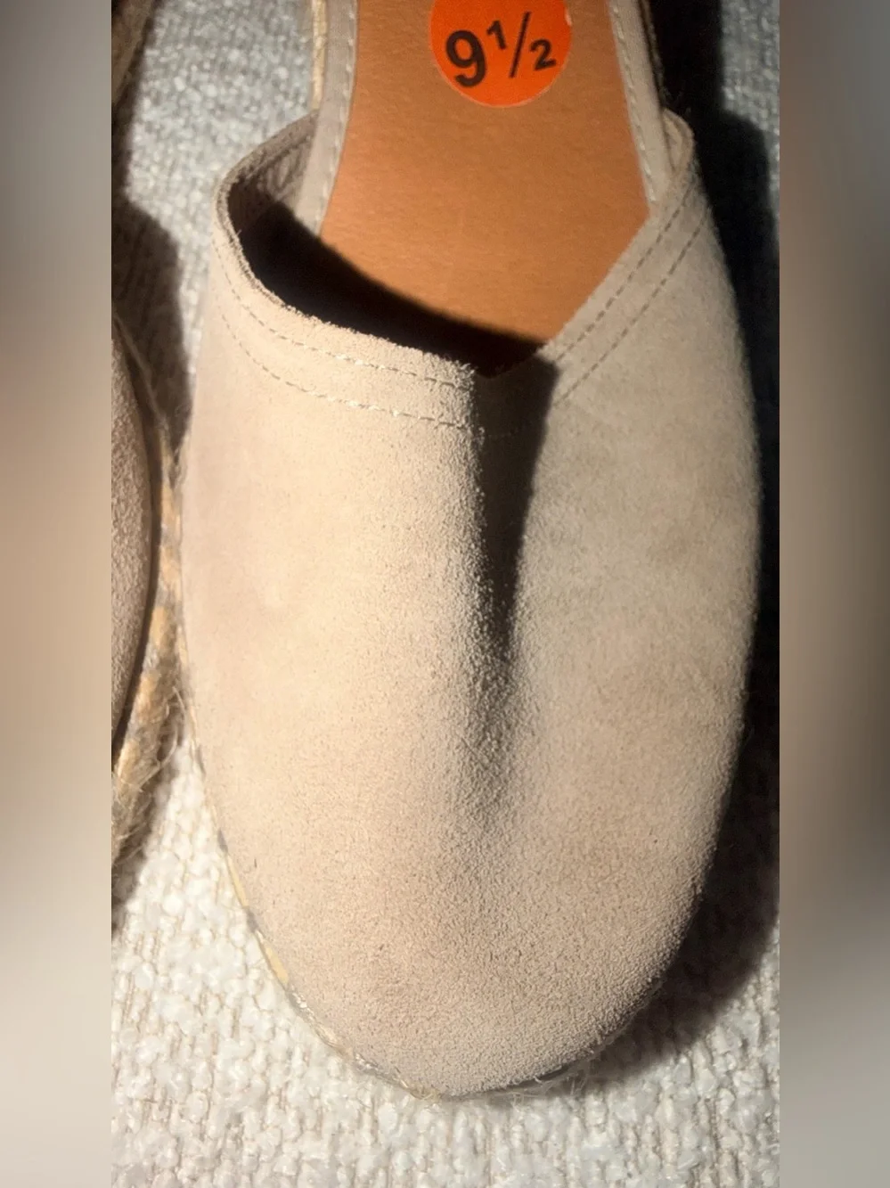 Beige Espadrille Slingback Wedges - Women's Neutral Suede